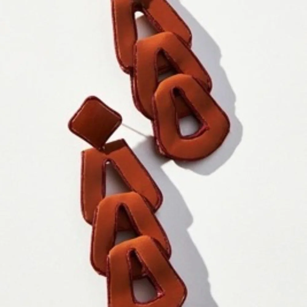 Anthropologie Leather Loop Drop Earrings New